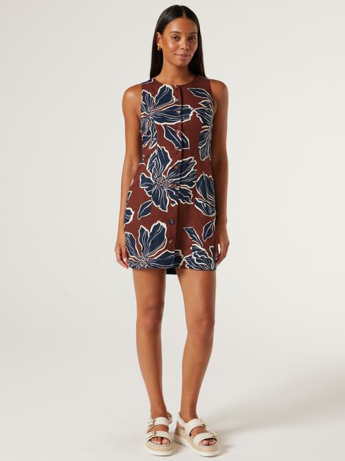 Annie Button Front Dress, Bold Blooms, hi-res
