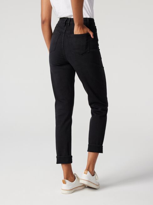 Brooke High Waisted Tapered Crop Jeans, Black, hi-res