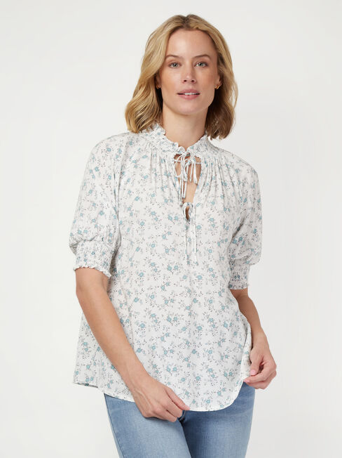 Tillie Tie Front Top, Floral, hi-res