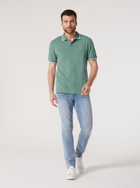 Nash Tipped Short Sleeve Polo, Sea Green, hi-res