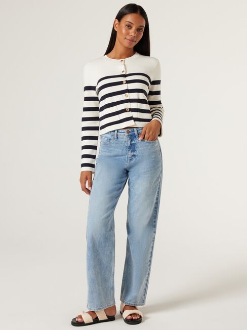 Diana Milano Cardigan, White Navy Stripe, hi-res
