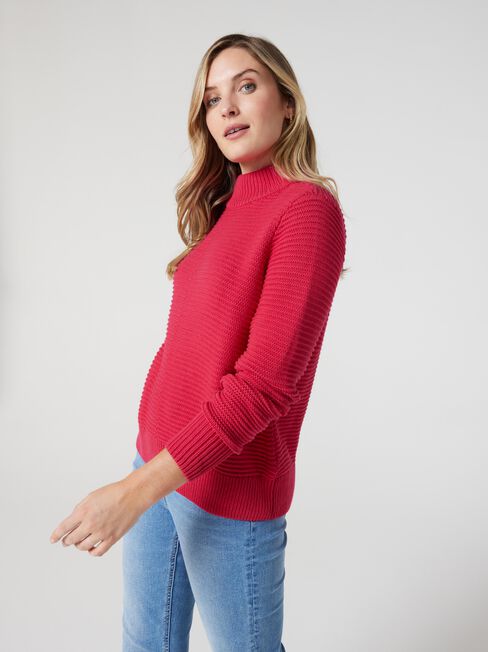 Carrie Cotton Crop Knit, Berry, hi-res