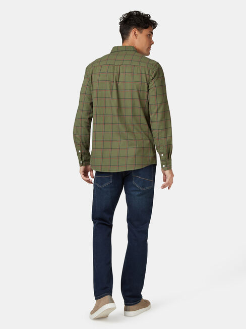 Mason Long Sleeve Brushed Check Shirt, Green, hi-res