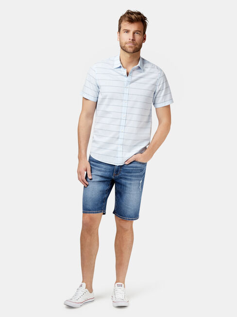 Sanford Short Sleeve Stripe Shirt, Blue, hi-res