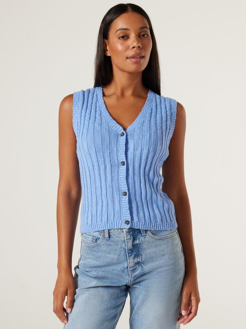 Lindsey Knit Vest, Blue, hi-res