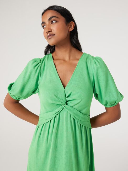 Evelyn Twist Front Dress, Green, hi-res
