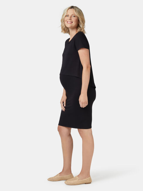 Lella Maternity Dress, Black, hi-res