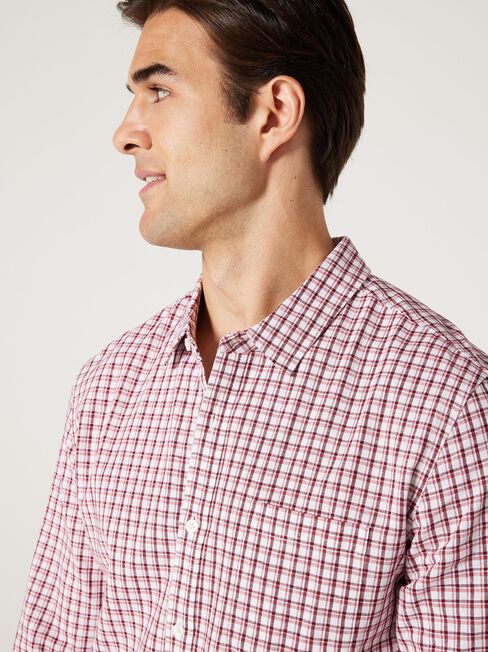 LS Harry Check Linen Shirt, Red Multi, hi-res