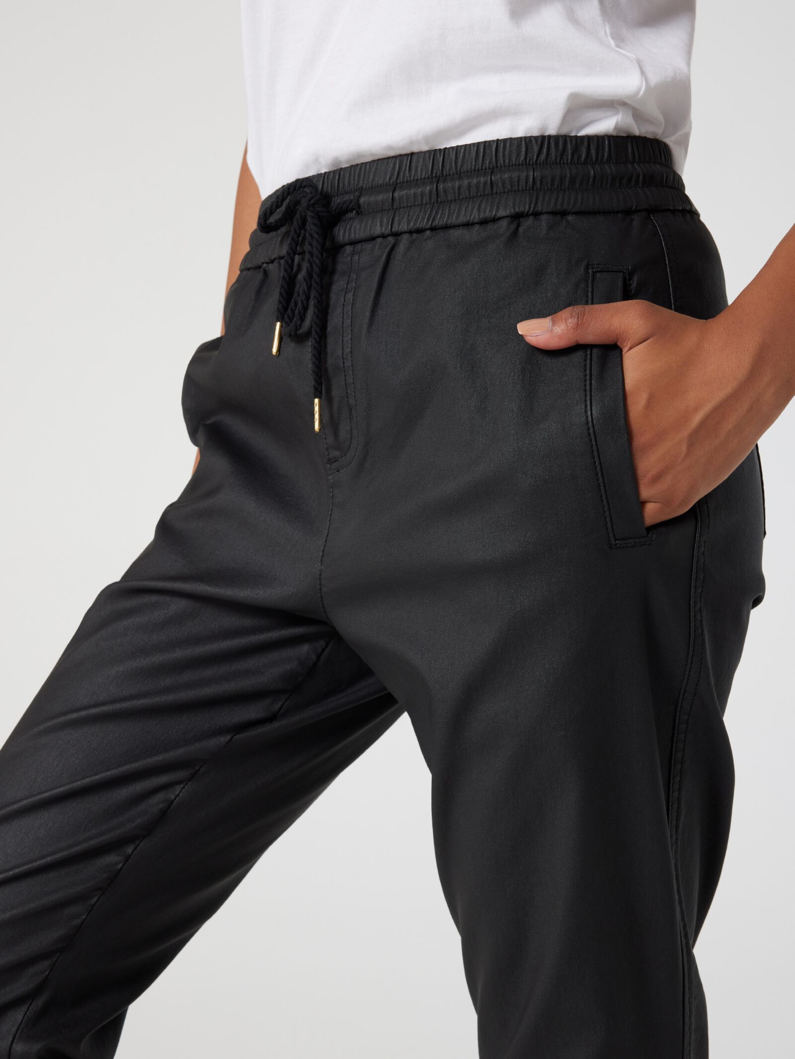 Black best sale coated joggers