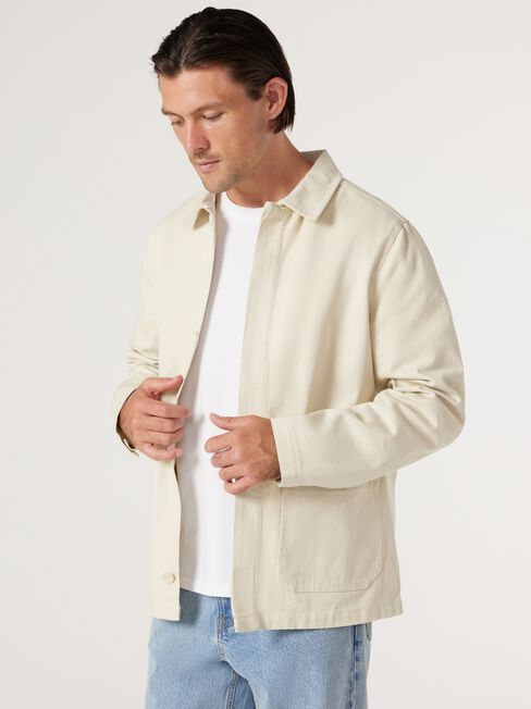 Kyoto Twill Overshirt, Chalk, hi-res