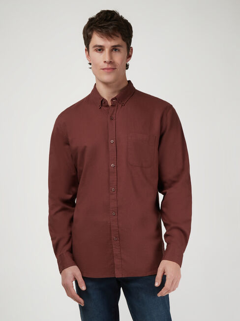 Brody Textured Long Sleeve Shirt, Red, hi-res