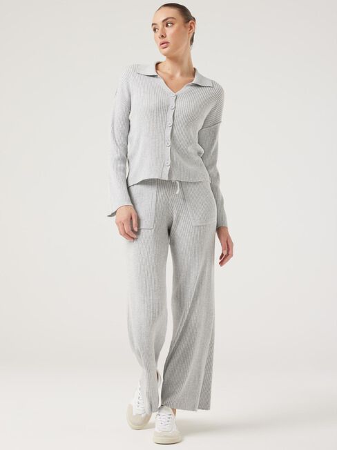 J-Luxe Rib Button Through, Grey Marle, hi-res
