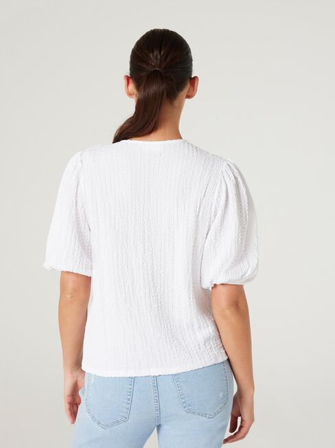 Kris Textured Jersey Top, White, hi-res