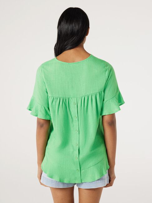 Alivia Ruffle Hem Top, Green, hi-res