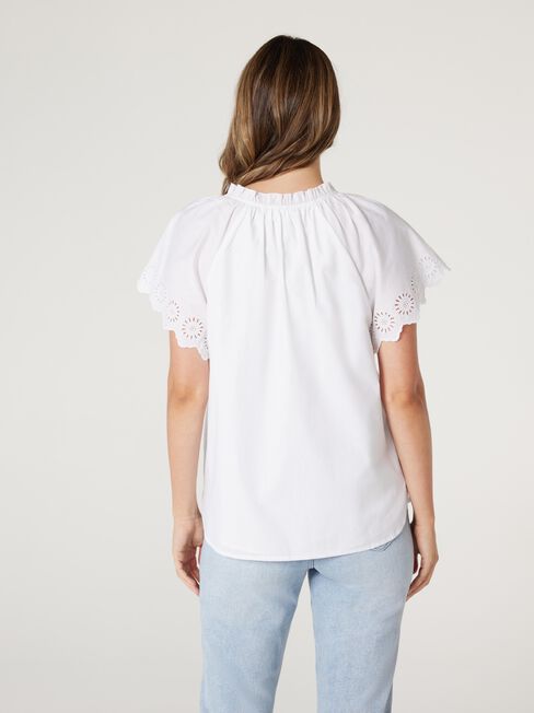 Cali Flutter Slv Blouse, White, hi-res