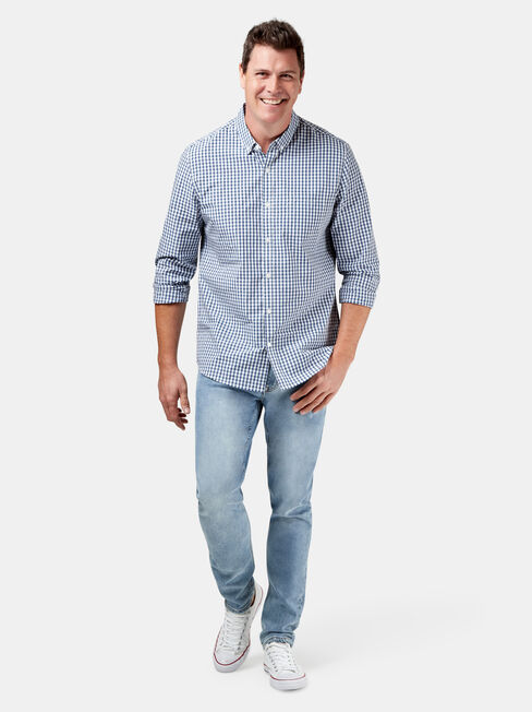 Calvin Long Sleeve Gingham Shirt, Blue, hi-res