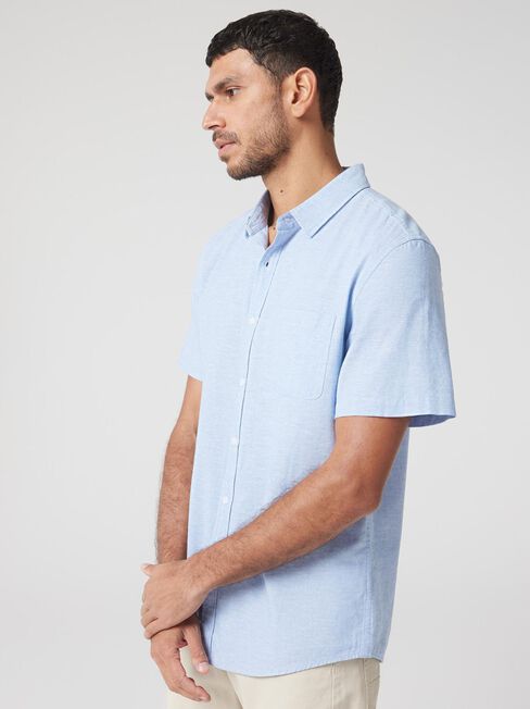 SS Wolf Textured Shirt, Sky, hi-res