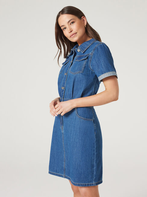 Marlowe Denim Dress, Dark Indigo, hi-res
