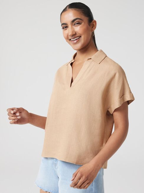 Lotus Tencel Popover, Brown, hi-res