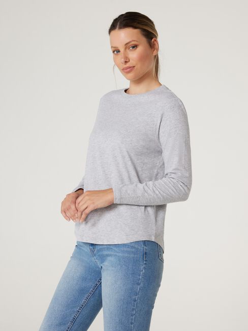 Essential Long Sleeve Crew Neck, Grey, hi-res