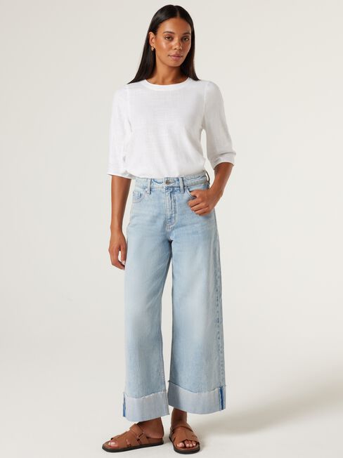 Carrie Blouson Sleeve Top, Coconut, hi-res