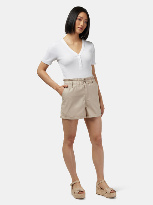 Cotton Paperbag Short, White, hi-res