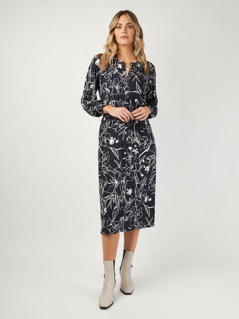 Sienna Shirred Waist Dress, Floral, hi-res