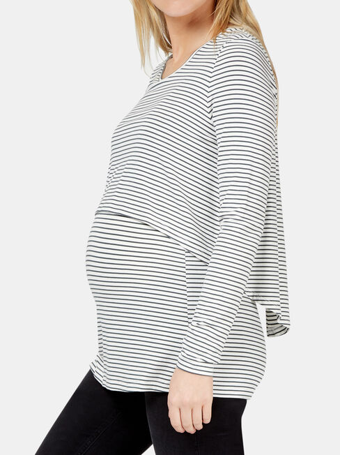 Lauren Layered Maternity Top, Stripe, hi-res