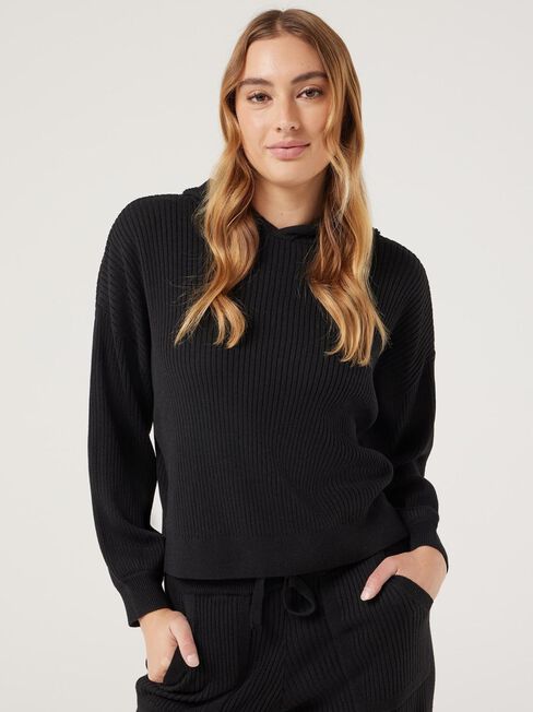 J-Luxe Rib Hoodie, Black, hi-res