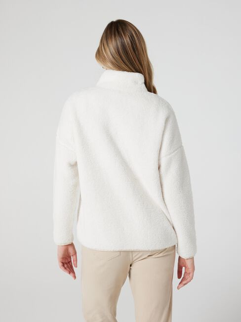 Teddy Half Zip Sweat, Off White, hi-res