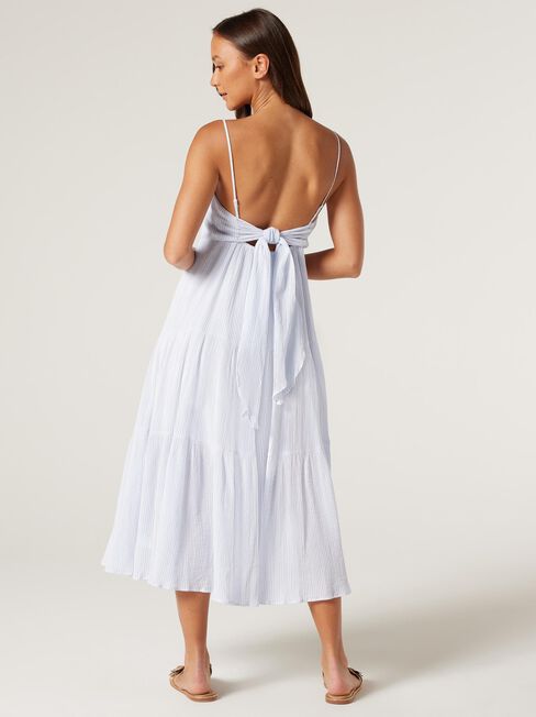 Abigail Maxi Dress, White/Blue Stripe, hi-res