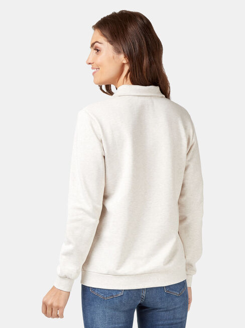 Zip Front Sweat, White, hi-res