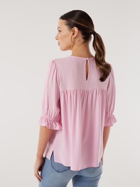 Kylie Lace Detail Top, Peony, hi-res