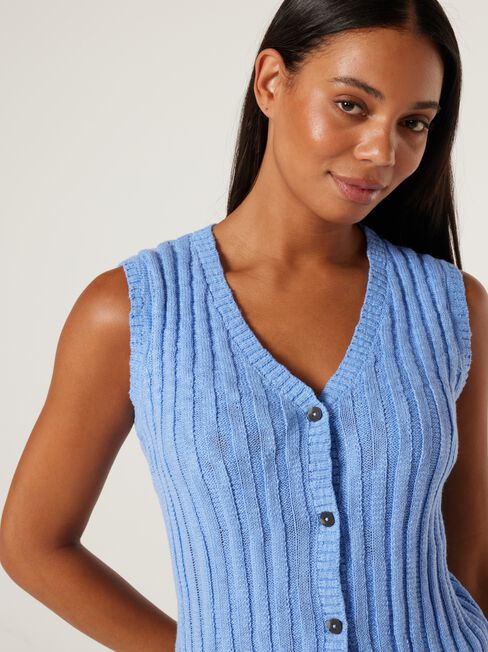 Lindsey Knit Vest, Blue, hi-res