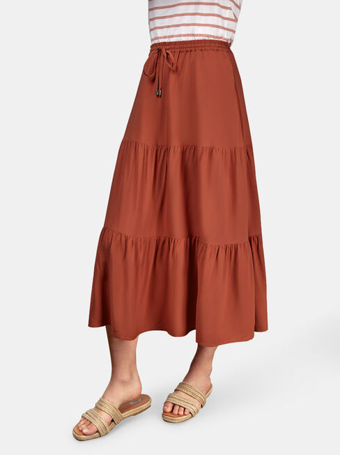 Kennedy Tiered Skirt, Orange, hi-res