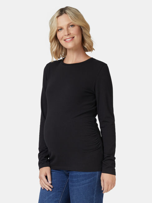 Natalie Maternity Long Sleeve Top, Black, hi-res