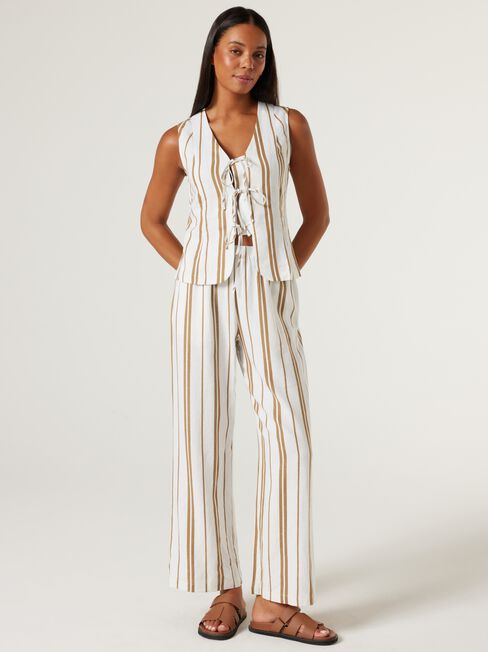 Hannah Tie Front Vest, Caramel, hi-res