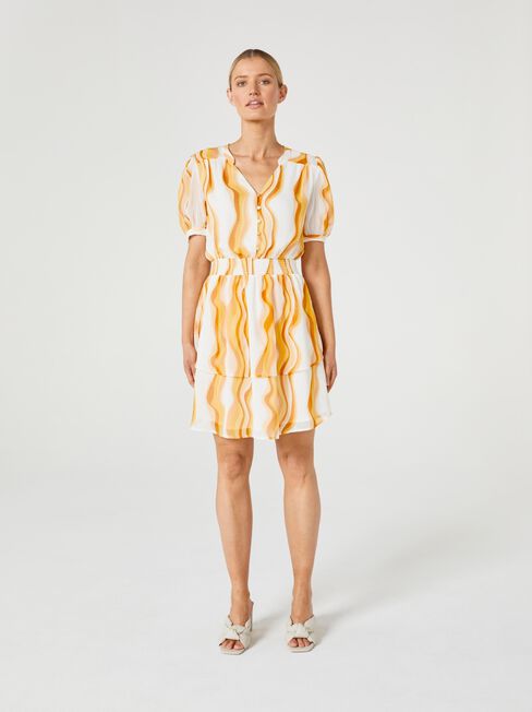 Leah Shirred Waist Dress, Yellow, hi-res