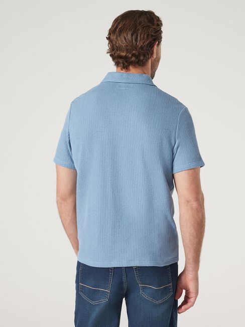 Short Sleeve Jasper Textured Polo, Blue, hi-res