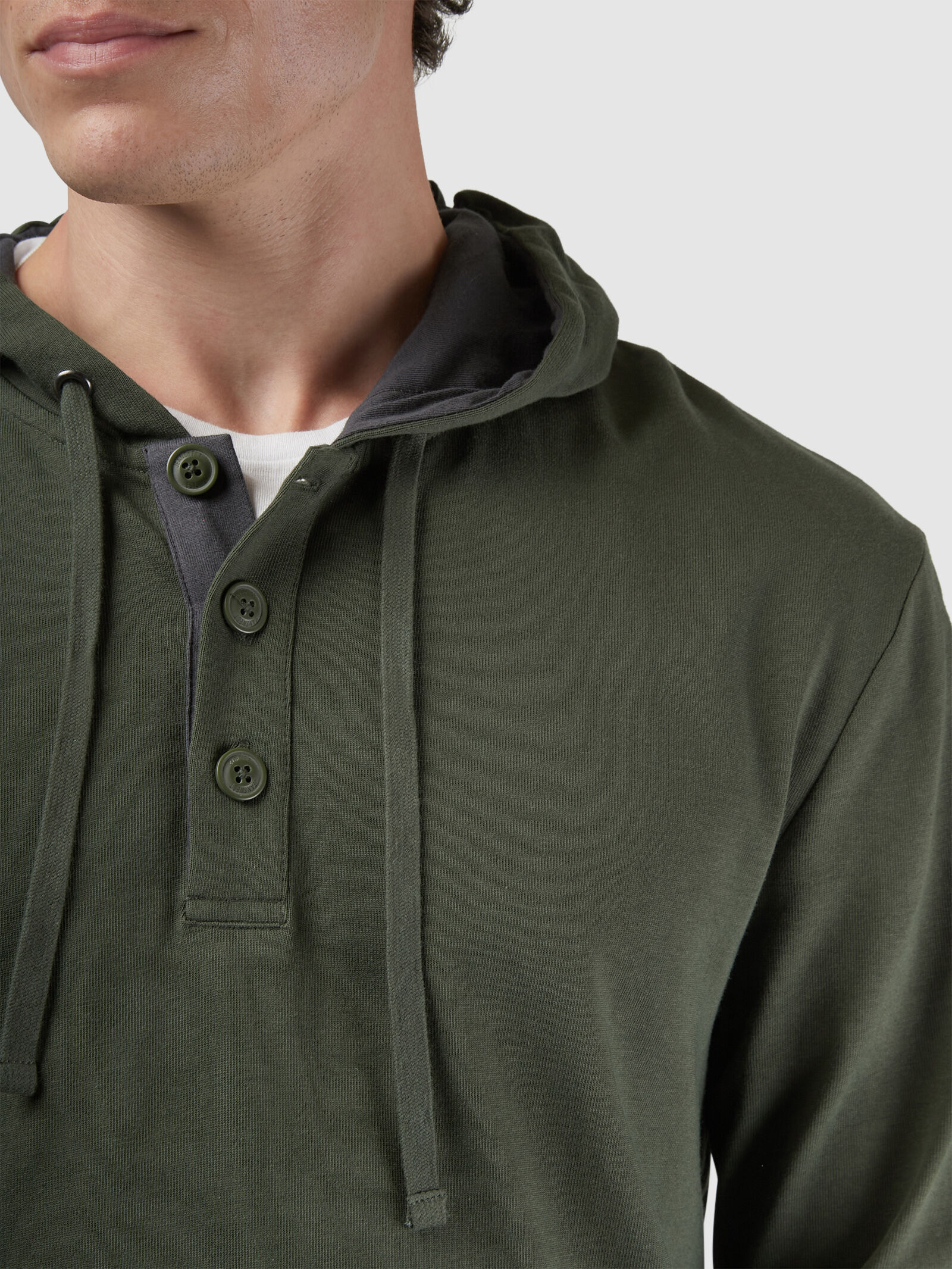 Henley hooded sweater top