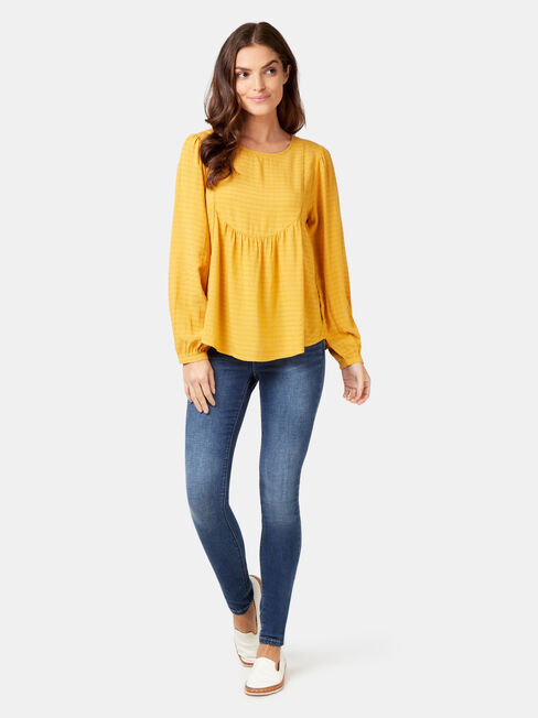 Avery Ladder Trim Blouse, Yellow, hi-res