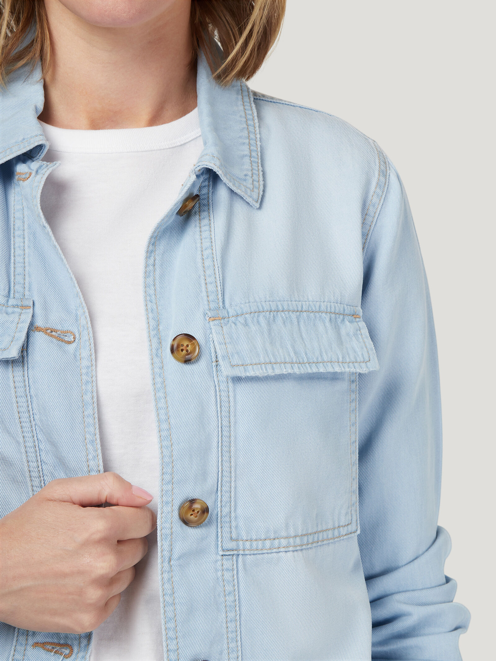 Denim shacket women's on sale