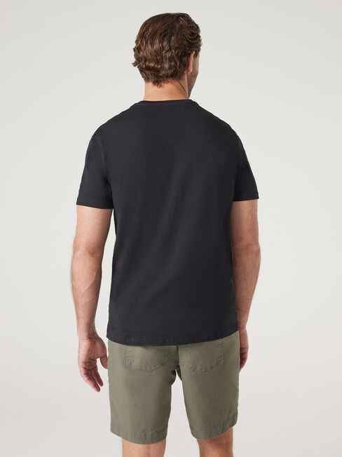 Short Sleeve Palm Embroidered Crew Tee, Black, hi-res