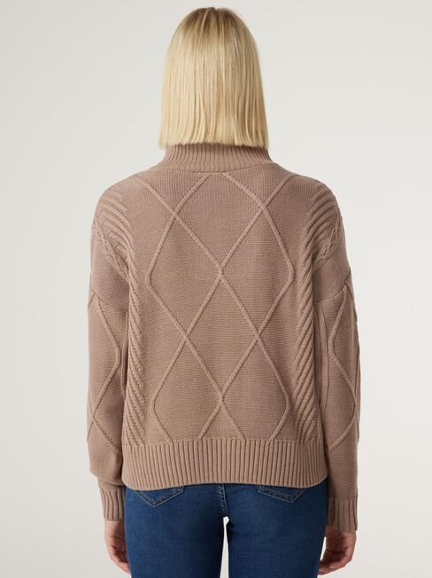 Opal Half Zip Knit, Latte , hi-res