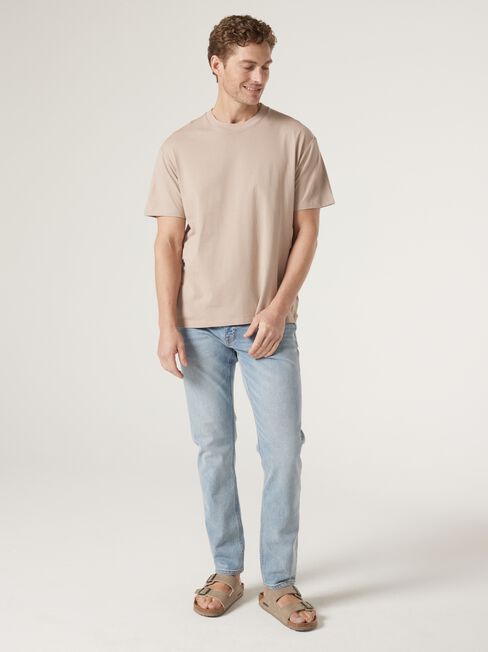 Ace Relaxed Fit Basic Crew Tee, Brown, hi-res