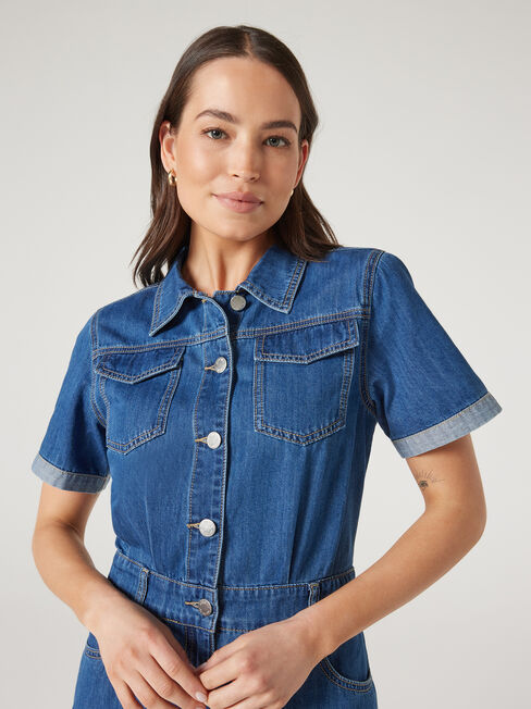 Marlowe Denim Dress, Dark Indigo, hi-res