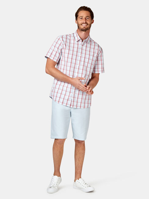 Todd Short Sleeve Check Shirt, Red, hi-res