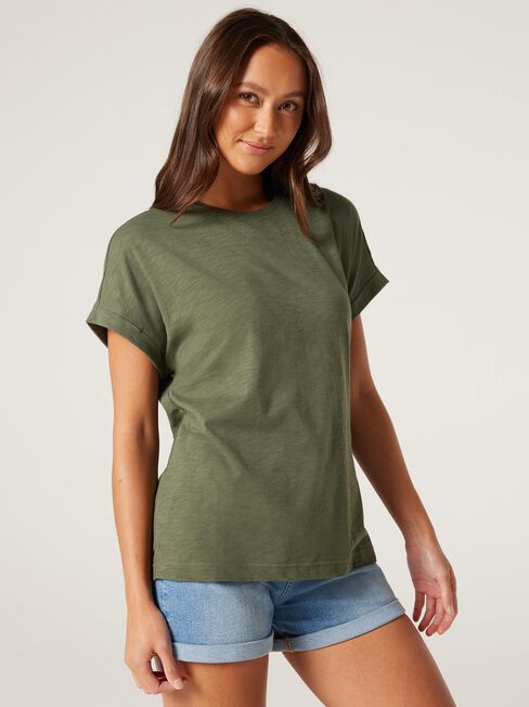 Drop Shoulder Tee, Thyme, hi-res