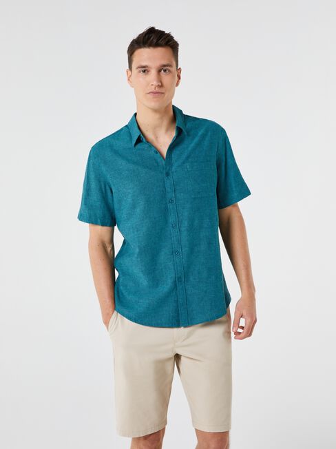 Wolf Textured Short Sleeve Shirt, Jadeite, hi-res