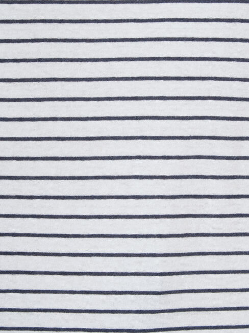 3/4 Sleeve Drop Shoulder Tee, Blue Stripe, hi-res